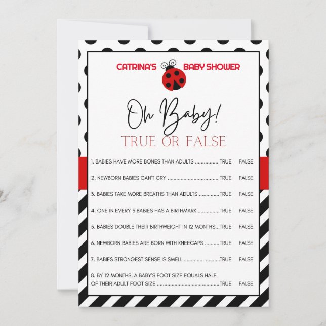 Ladybug Baby Shower - Editable Name, 5x7 Invitation (Front)