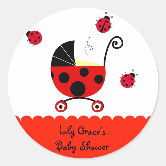 Ladybug Baby Shower Favor Stickers Labels (Front)