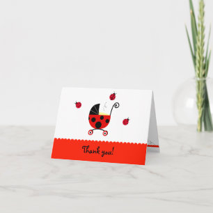 Ladybug Baby Shower Folded Thank You note cards
