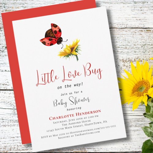 Ladybug Baby Shower, Girl Little Love Bug Theme Invitation