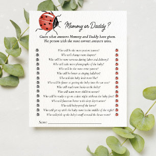 Ladybug Baby Shower Guess Who Mommy or Daddy Game