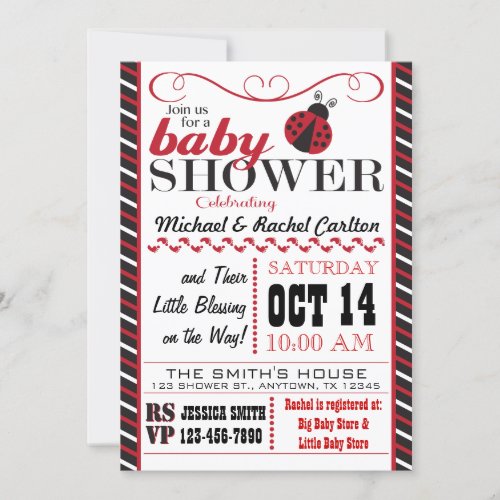 Ladybug Baby Shower Invitation