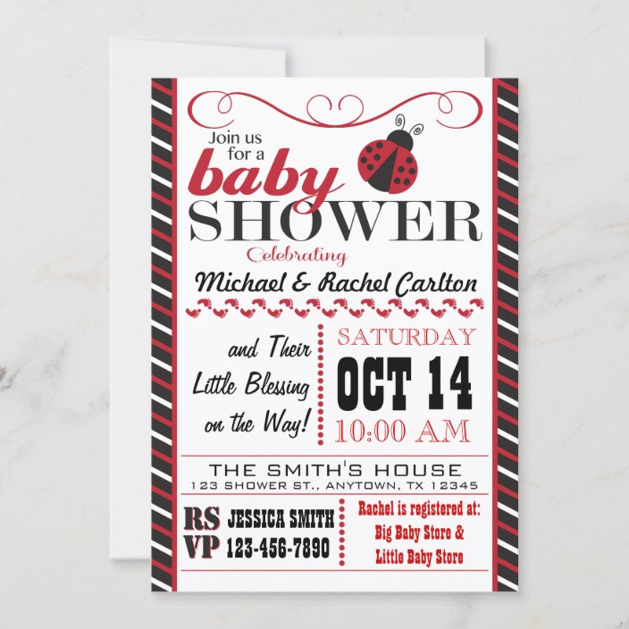 Ladybug Baby Shower Invitation Zazzle Com