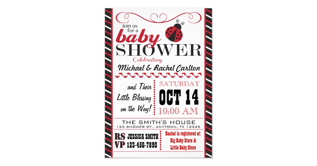 Ladybug Baby Shower Invitation | Zazzle.com