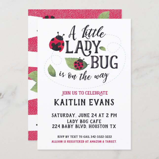 Ladybug Baby Shower Invitation (Front/Back)