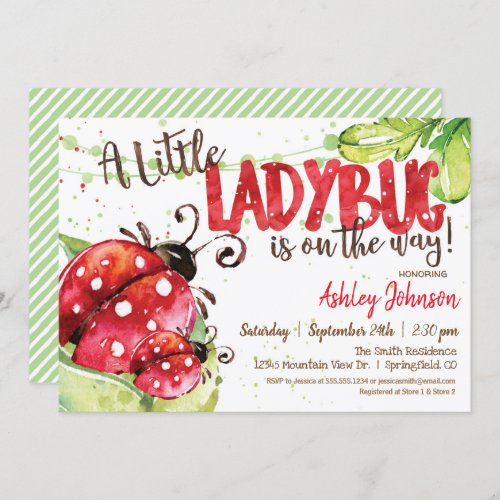 Ladybug Baby Shower invitation Girl Invitation