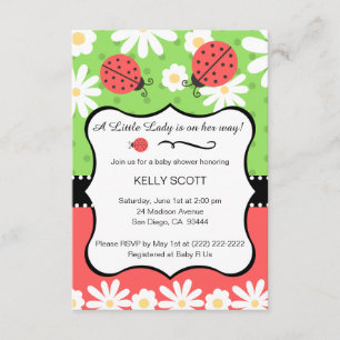 Ladybug Baby Shower Invitation - Lime & Red