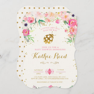 LadyBug Baby Shower Invitation Pink