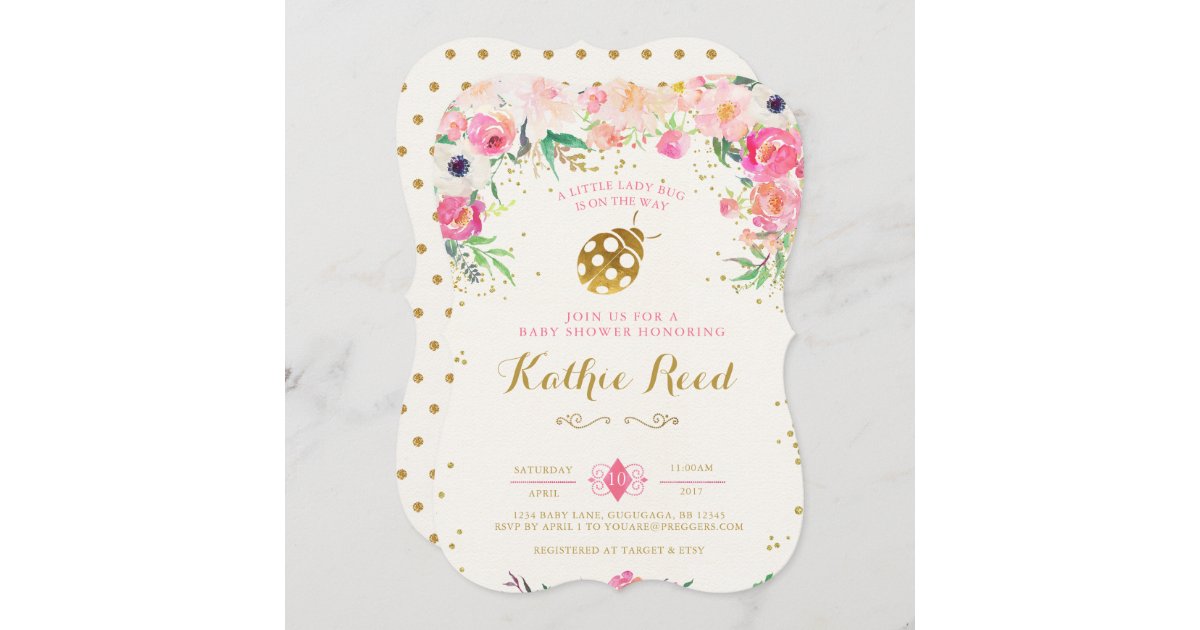 pink ladybug invitation