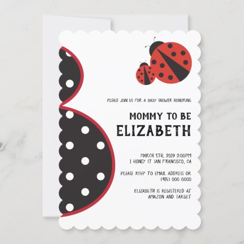 Ladybug baby shower invitation pregnant silhouette