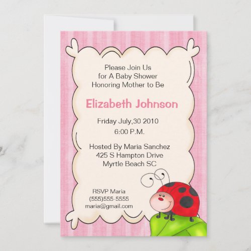 Ladybug Baby Shower Invitations