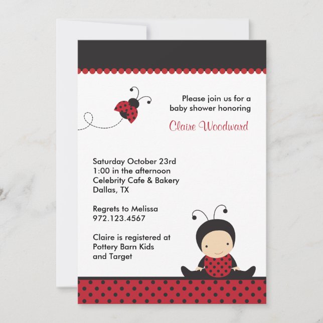 Ladybug Baby Shower Invitations (Front)