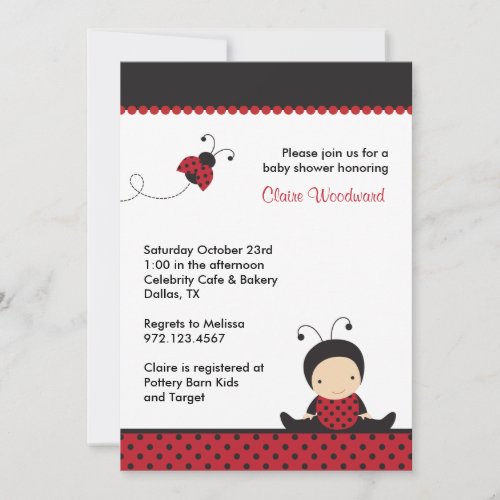 Ladybug Baby Shower Invitations