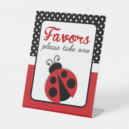 Ladybug Baby Shower or Birthday Favor Party Pedestal Sign