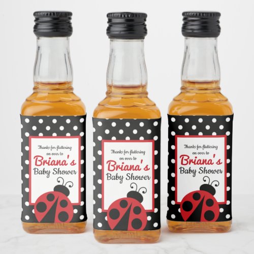 Ladybug Baby Shower or Birthday Liquor Bottle Label