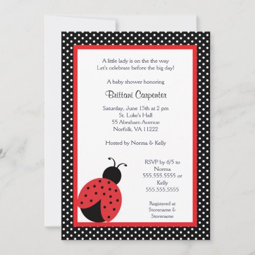 Ladybug Baby Shower or Birthday Party invite