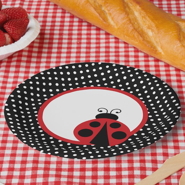 Ladybug Baby Shower or Birthday Party Paper Plates (Ladybug PaLadybug Baby Shower Collection. Invites, thank you cards, tableware, decorationsper Plates)