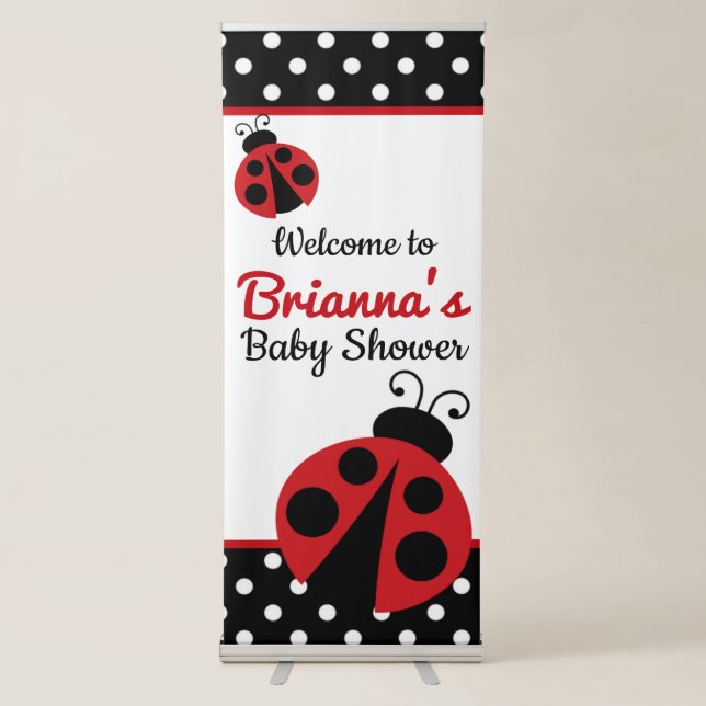 Ladybug Baby Shower or Birthday Party Retractable Banner (Front)