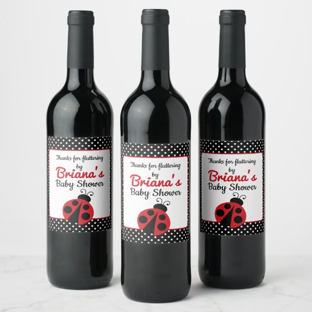 Ladybug Baby Shower or Birthday Party Wine Label (Bottles)