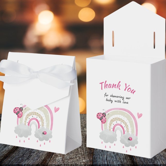 Ladybug Baby Shower Party Favor Boxes (front and front open)