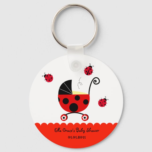 Ladybug Baby Shower Party Favor Keychains (Front)