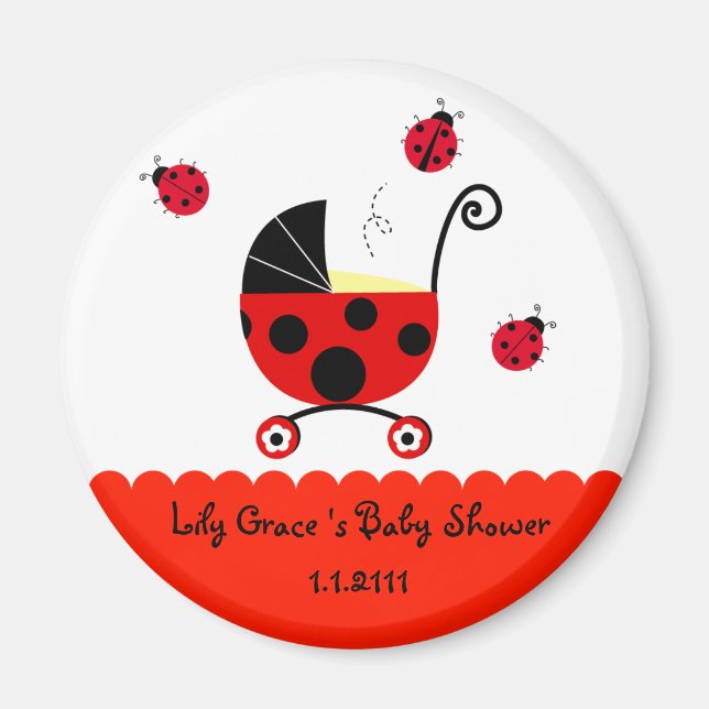 Ladybug Baby Shower Party  Favor Magnets (Front)