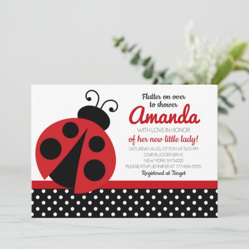 Ladybug Baby Shower Party Invitations