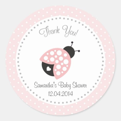 Ladybug Baby Shower Sticker Pink
