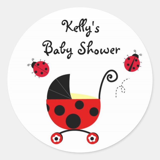 Ladybug Baby Shower Stickers Labels (Front)