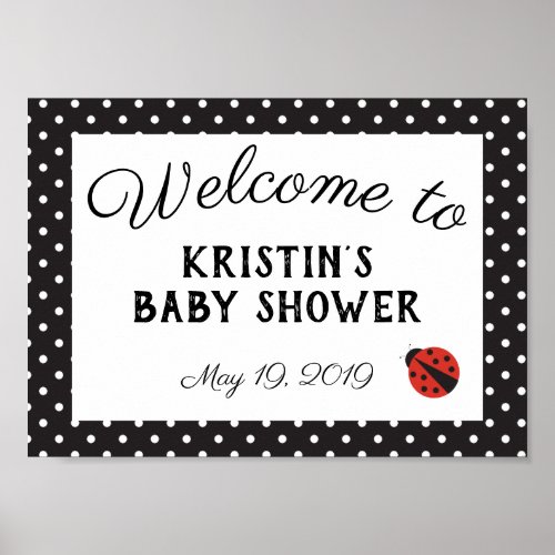 Ladybug baby shower welcome sign poster