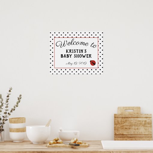 Ladybug baby shower welcome sign poster - large | Zazzle