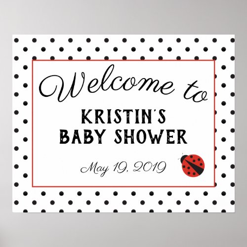 Ladybug baby shower welcome sign poster _ large