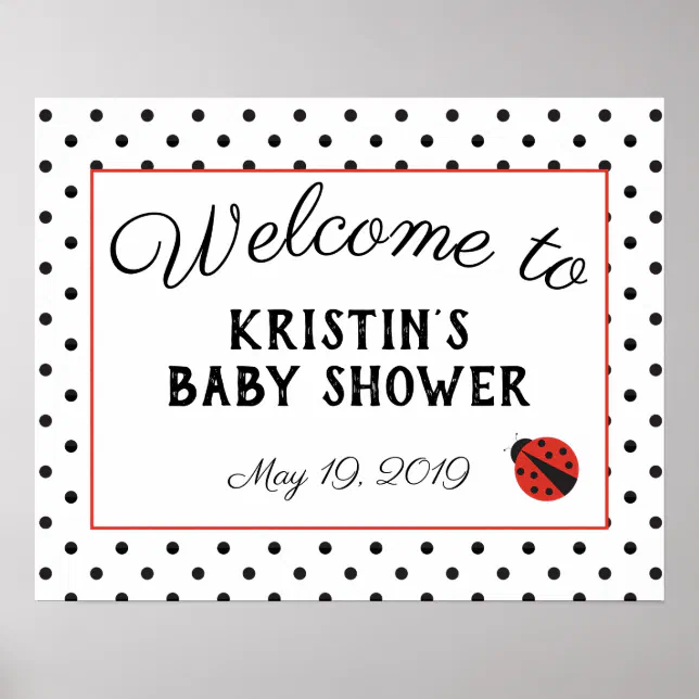 Ladybug baby shower welcome sign poster - large | Zazzle