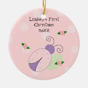 Ladybug Baby's First Christmas Ceramic Ornament