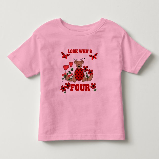 Ladybug Bear 4th Birthday Tshirts and Gifts (Front)