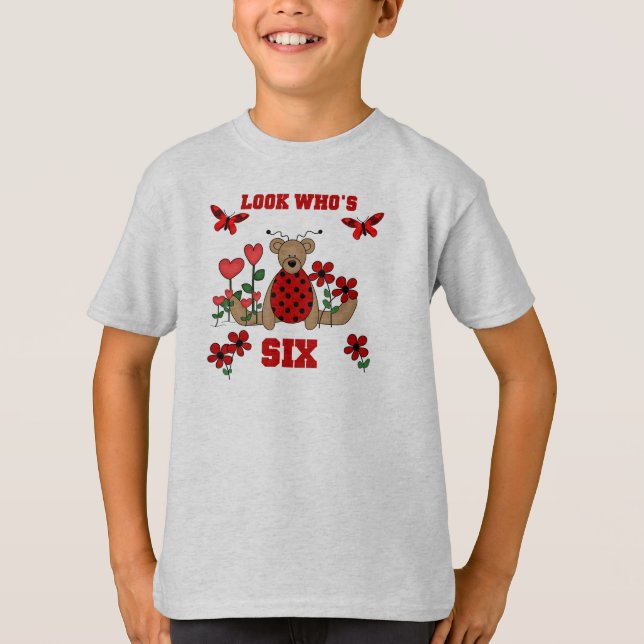 Ladybug Bear 6th Birthday T-Shirt (Front)