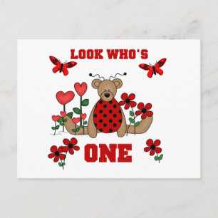 Ladybug Bear First Birthday Tshirts and Gifts Postcard