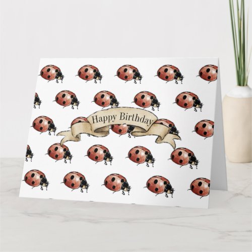 Ladybug beetle happy birthday card