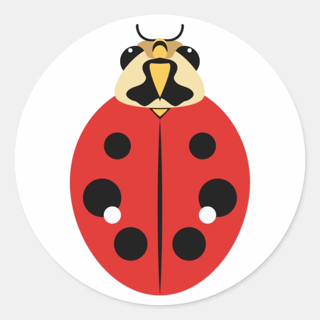 Ladybug Beetle Red Classic Round Sticker (Front)