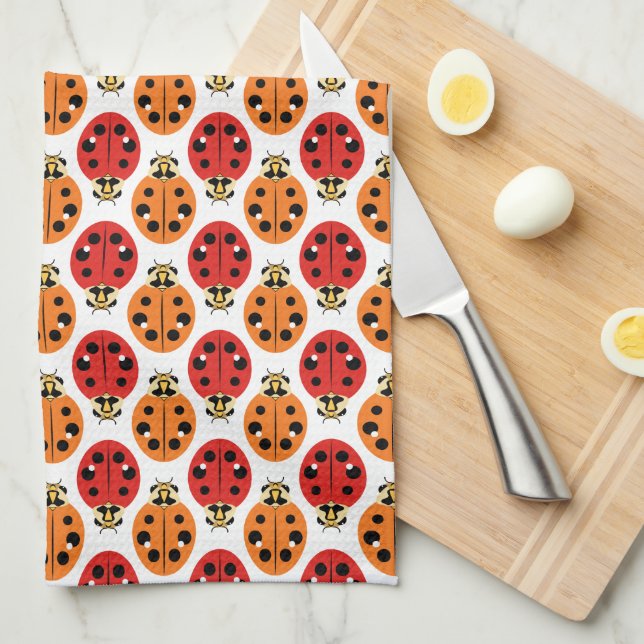 Ladybug Beetles in Orange and Red Towel (Quarter Fold)