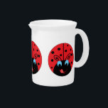 Ladybug Beverage Pitcher<br><div class="desc">This adorable lady bug with cute swirly antenna, big blue eyes and black polka dots on her red wings is licking her smiling lips in eager anticipation of the day.</div>