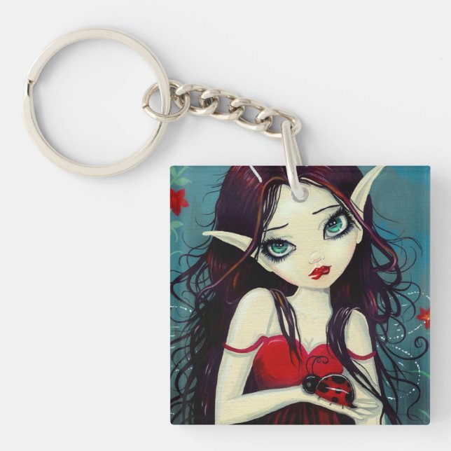 Ladybug Big-Eye Fairy Art Keychain (Front)