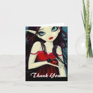 Ladybug Big-Eye Fairy Art Letterpress Thank You Card
