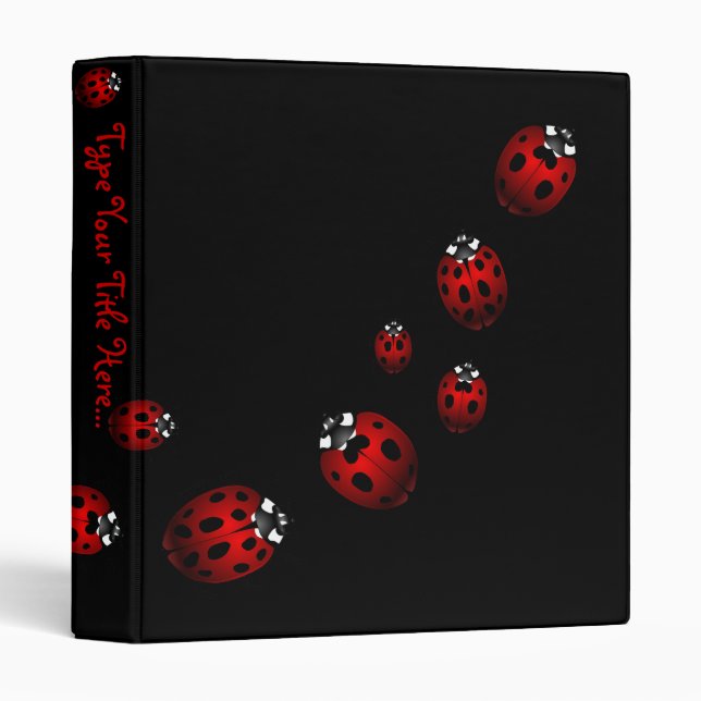 Ladybug Binder Cute Ladybug Art School Supplies (Front/Spine)