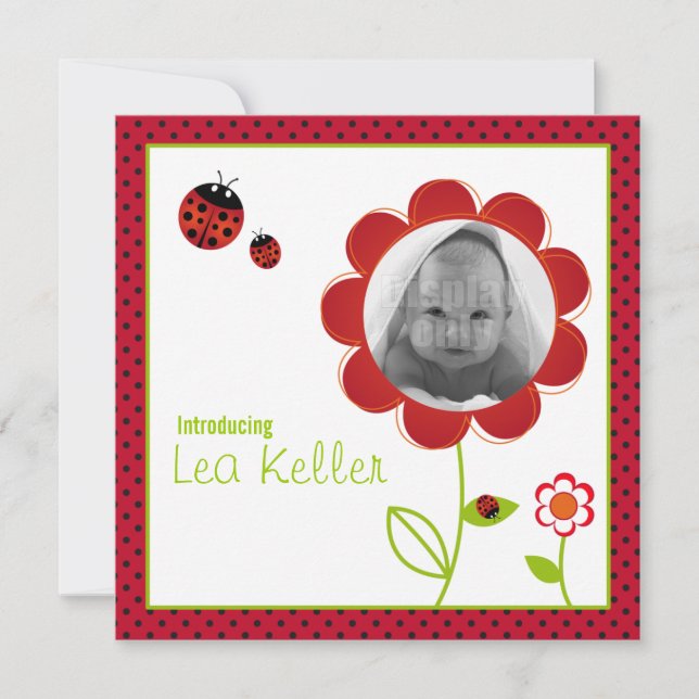 Ladybug birth announcement card (Front)
