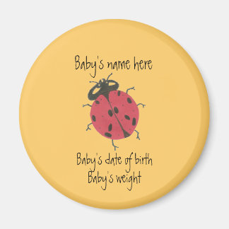Ladybug birth announcement keepsake magnet