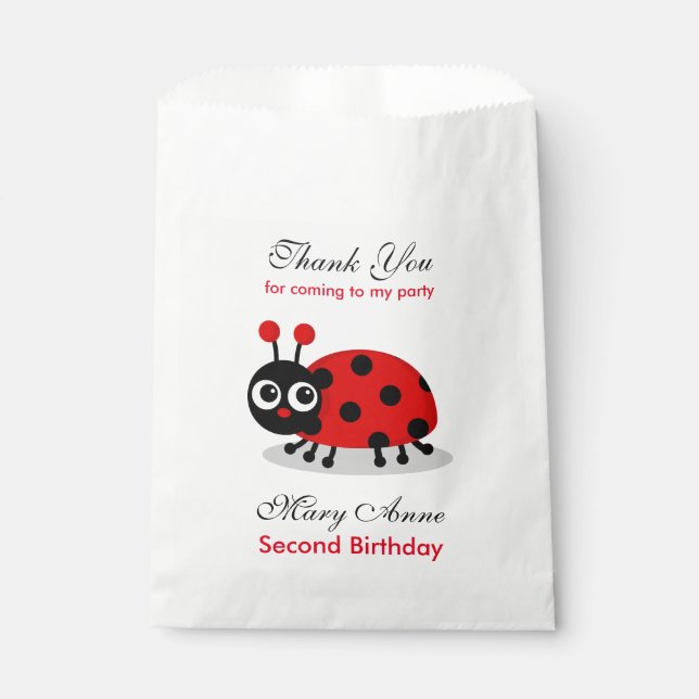 Ladybug Birthday Baby Shower Party Favor Bag (Front)