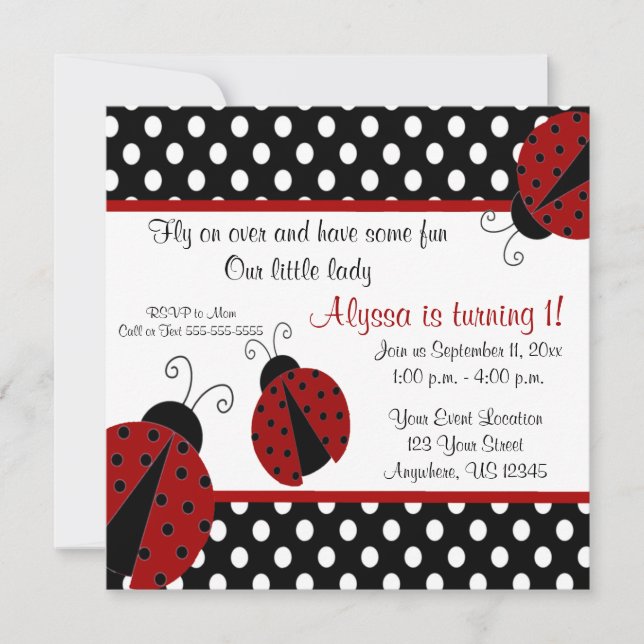 Ladybug Birthday Invitation (Front)