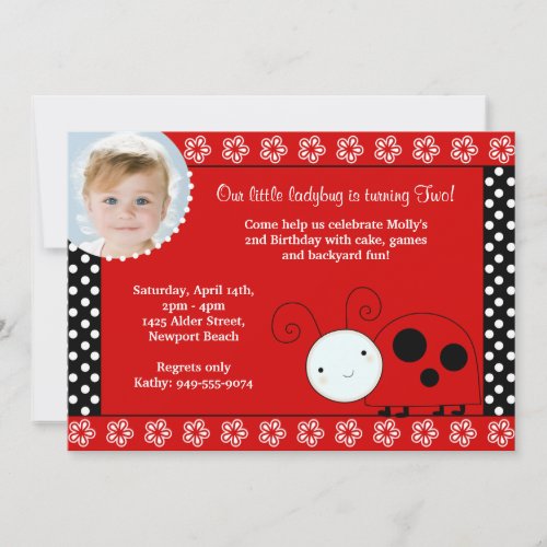 Ladybug Birthday Invitation