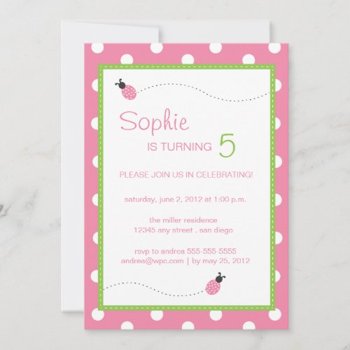 Ladybug Birthday Personalized Invitation